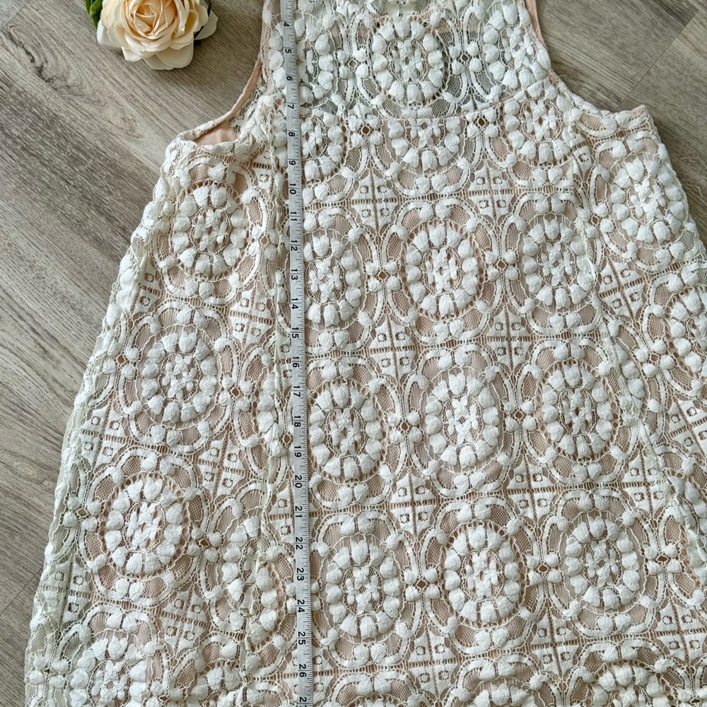 Free People Women's Cream Crochet Overlay Mini Summer Dress - Size Small. EUC - Picture 11 of 14